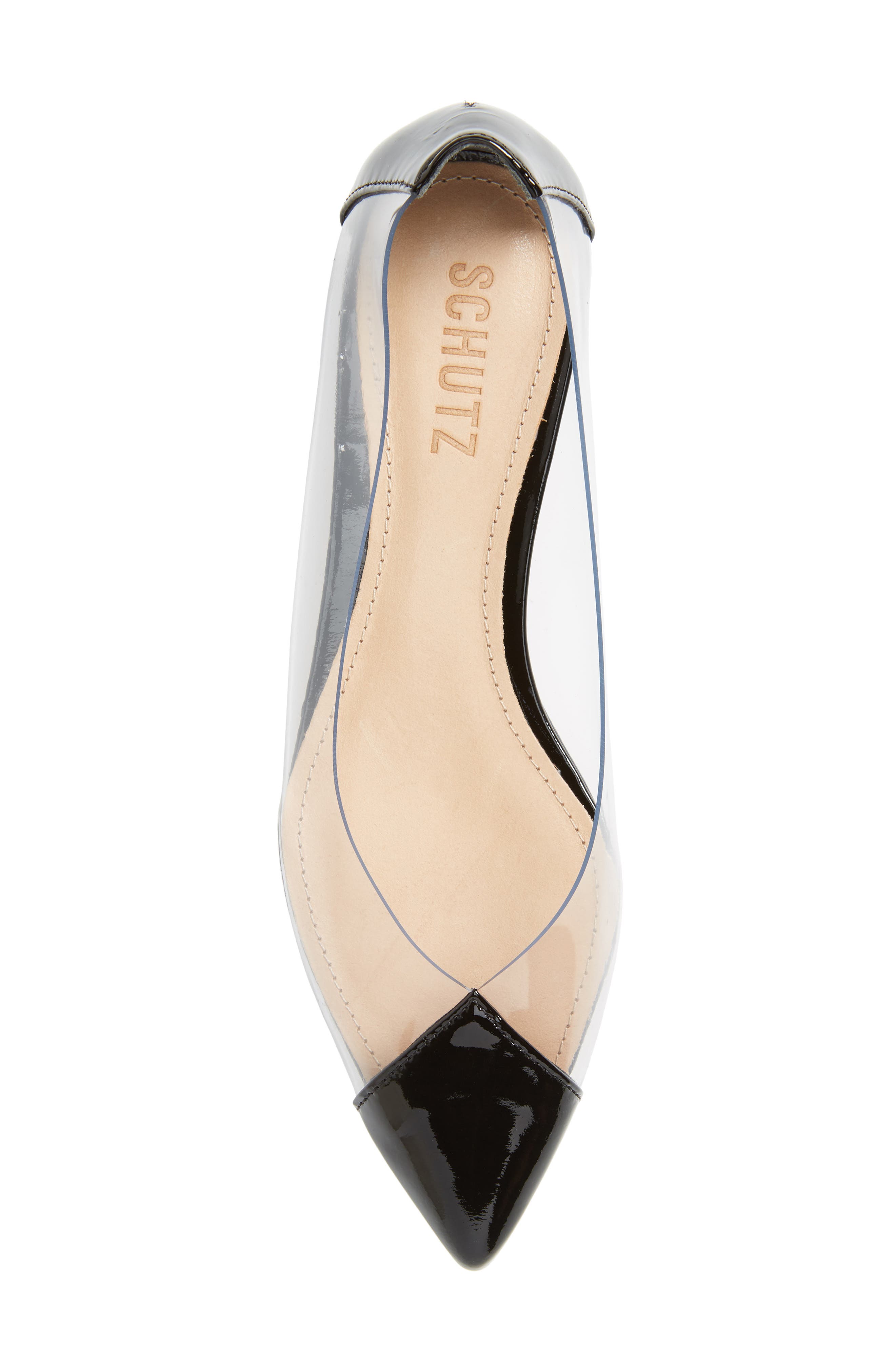 Schutz Clearly Pointy Toe Flat, Alternate, color, 