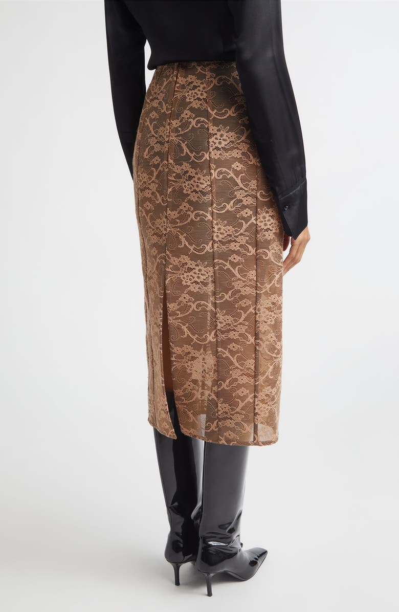 Acne Studios Icasso Sheer Lace Midi Skirt, Alternate, color, Bronze Brown