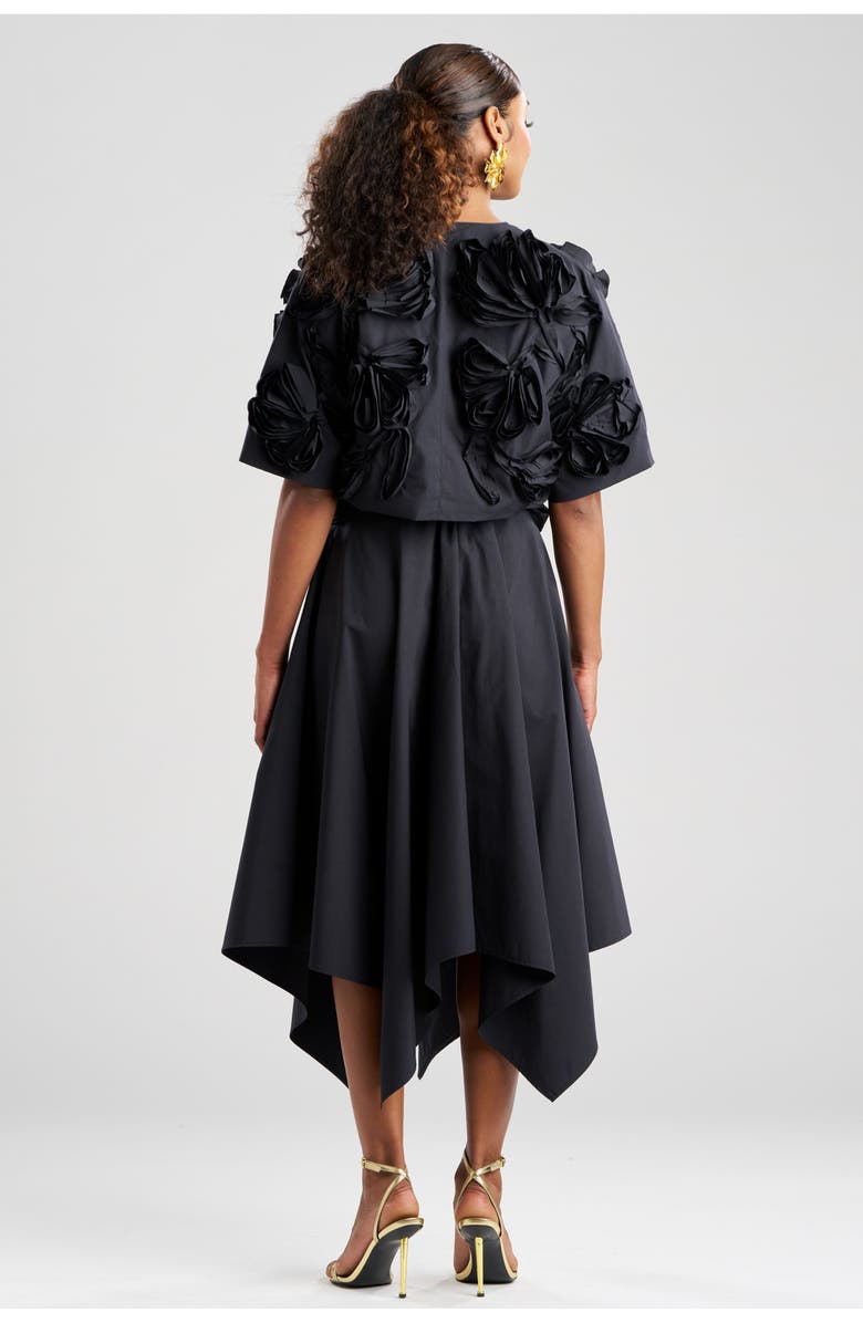 Natori Tech Cotton Taffeta 3D Embroidered Bolero, Alternate, color, Black