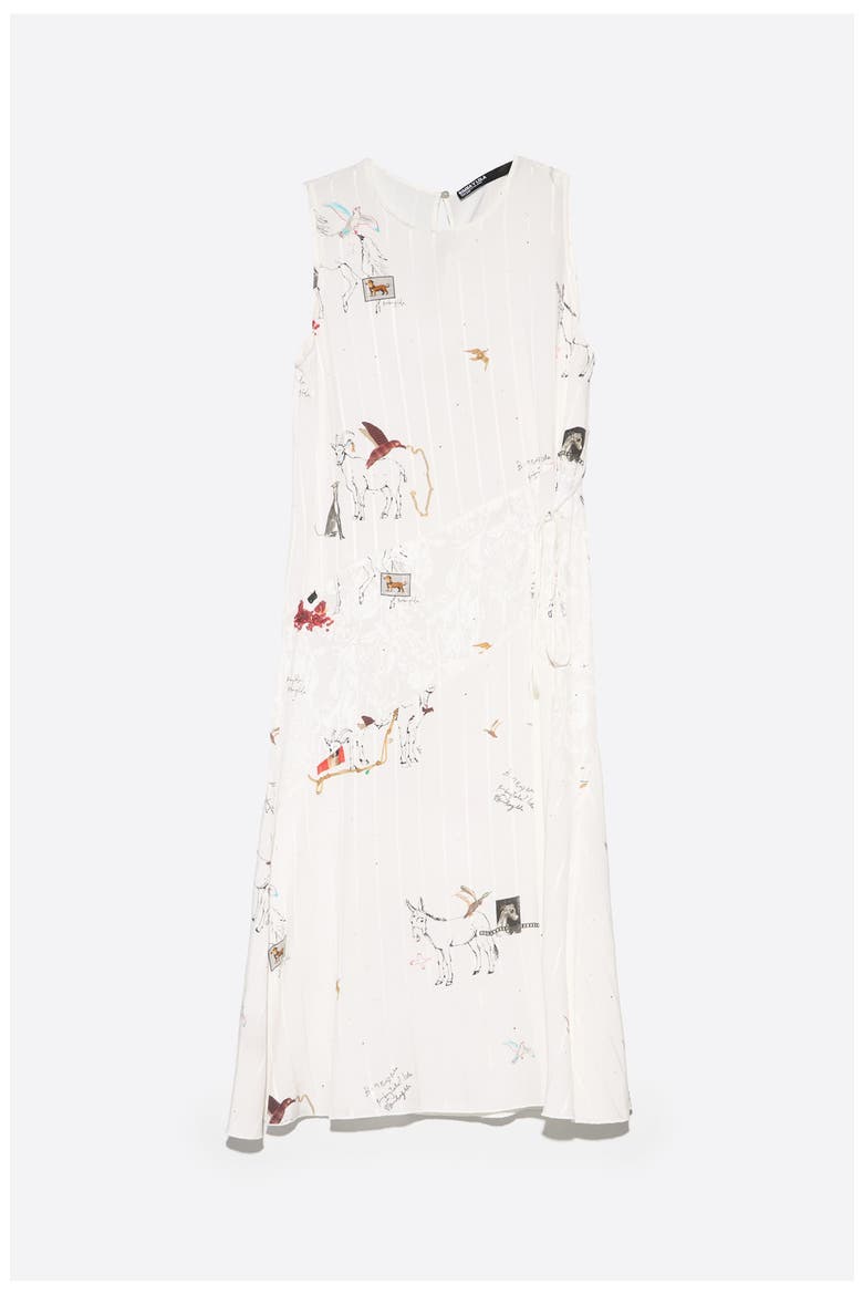 Sleeveless Midi A-line Dress, Alternate, color, COLLAGE ANIMAL CHAIN