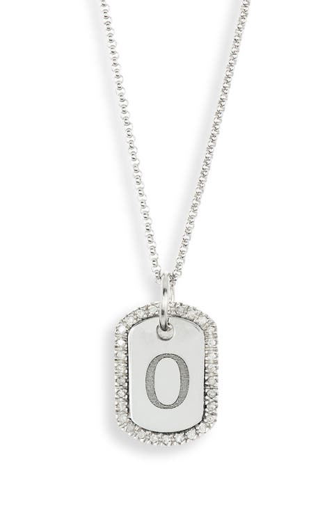 Diamond Initial Dog Tag Pendant Necklace