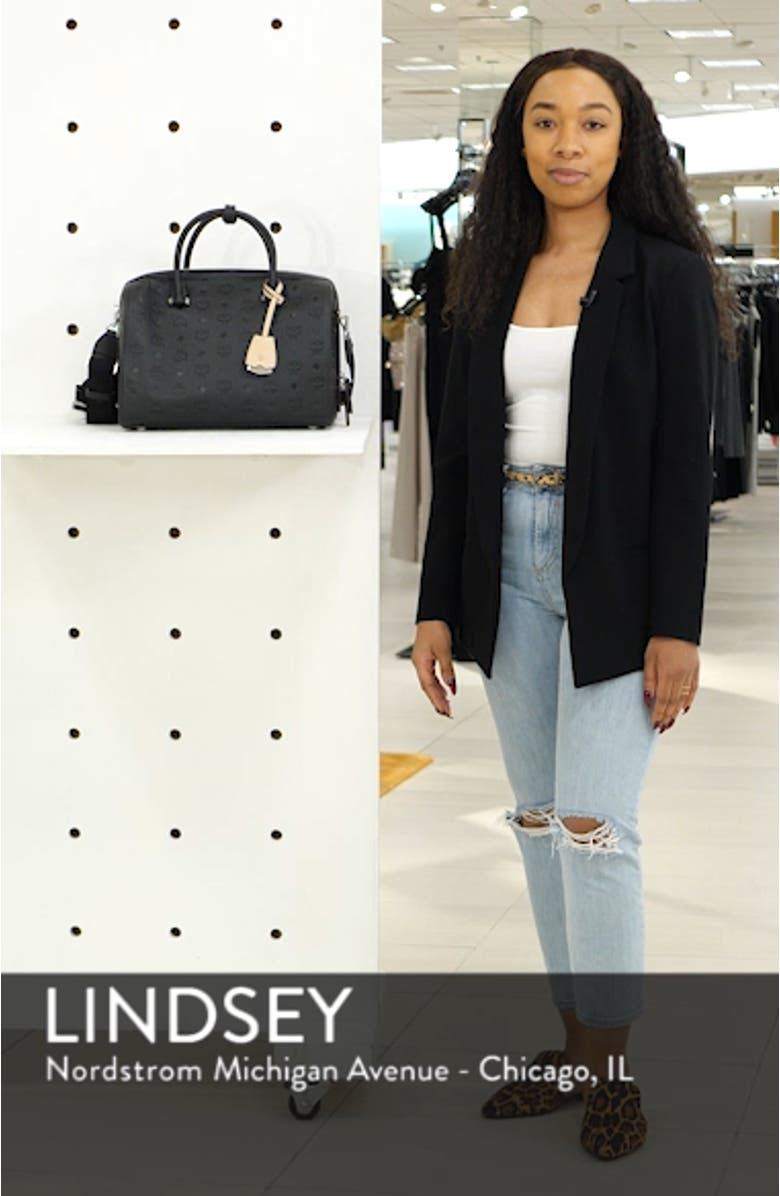 Essential Boston Monogram Leather Satchel, sales video thumbnail