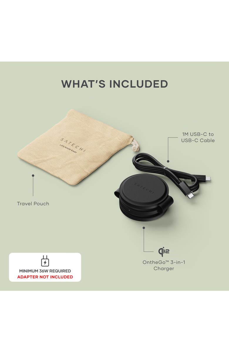 Satechi OntheGo 3 in 1 Charger, Alternate, color, Black