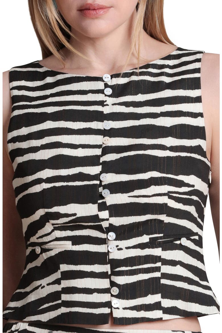 Zebra Print Boat Neck Button Front Tank, Alternate, color, ZEBRA PRINT