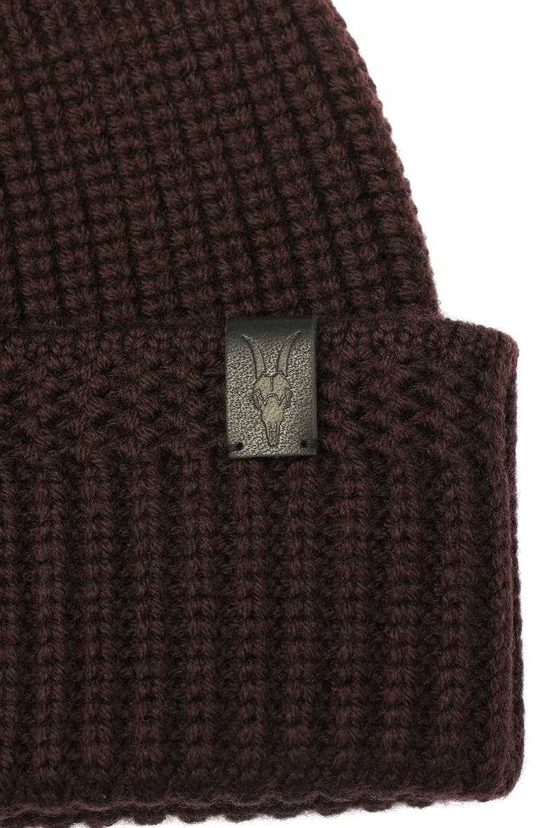 AllSaints Merino Wool Rib Beanie, Alternate, color, Wine Brown