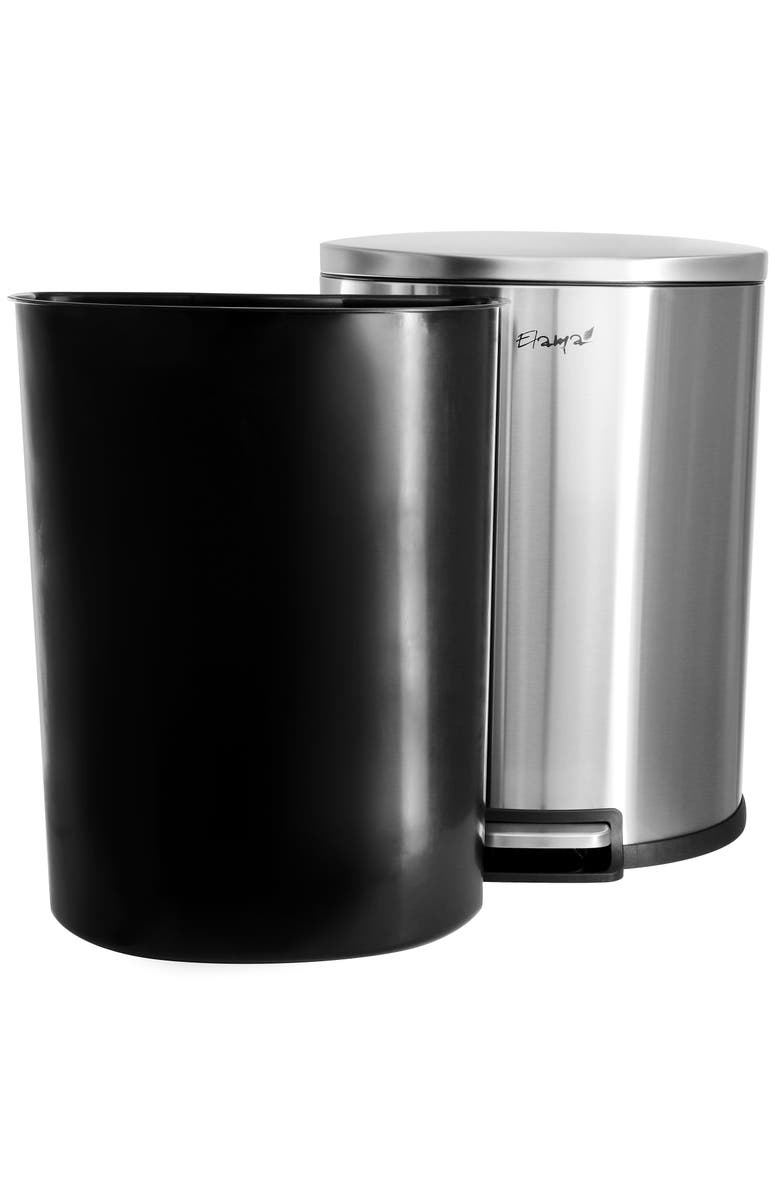 Elama 50 Liter 13 Gallon Half Circle Stainless Steel Step Trash Bin with Slow Close Mechanism, Alternate, color, Silver