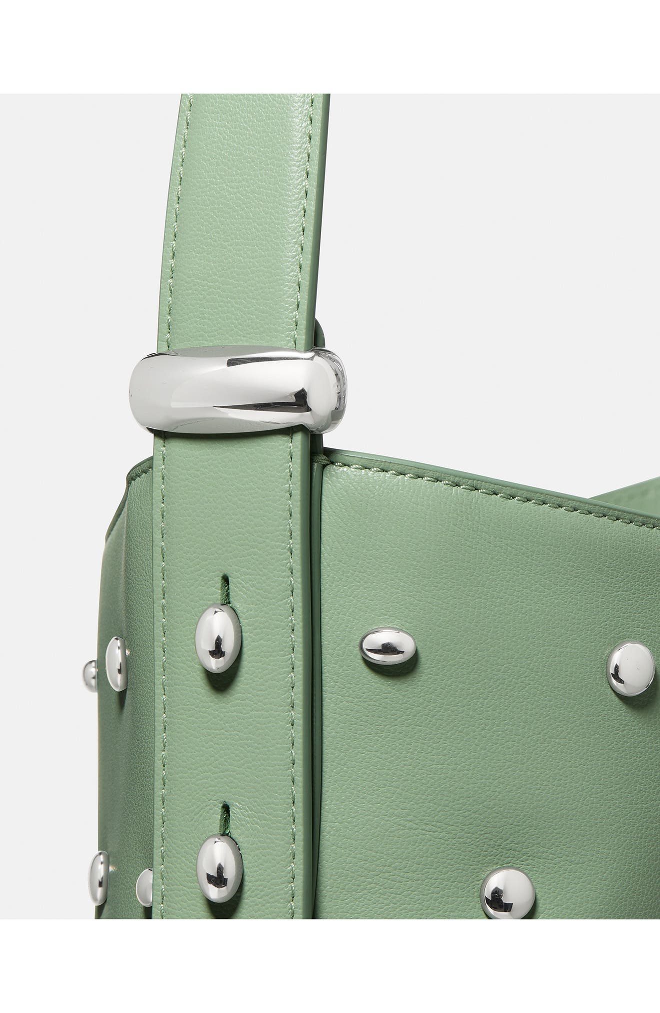 Kate Spade New York halo stud fine grain leather bucket bag, Alternate, color, Crisp Sage