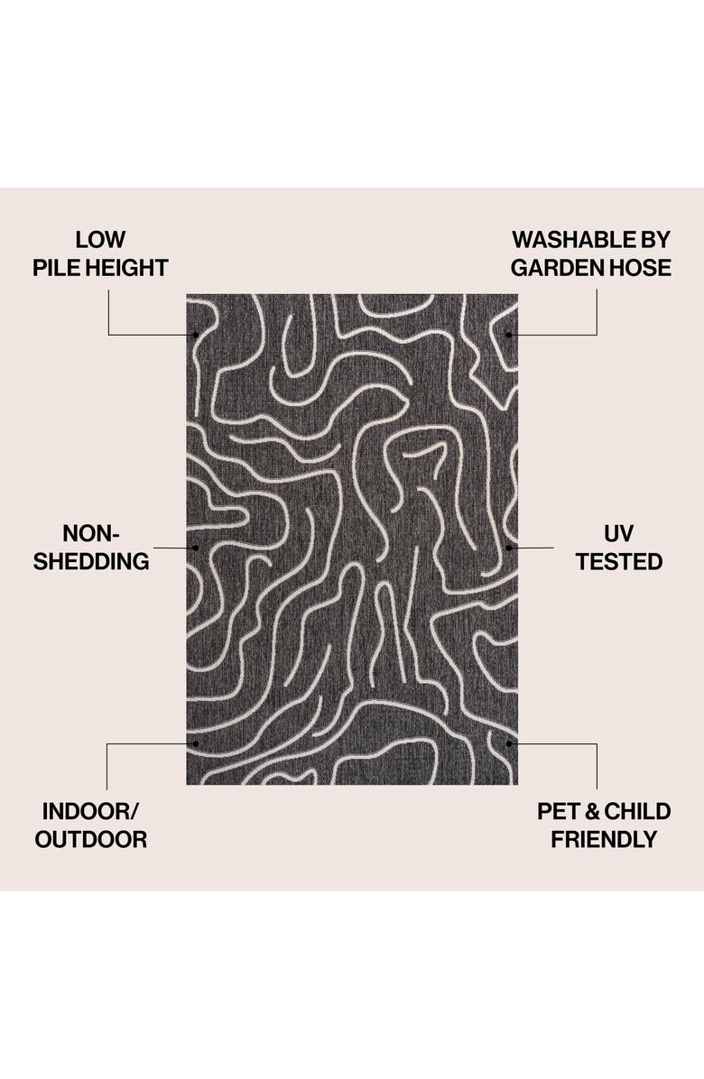 JONATHAN Y Nolan Modern Coastal Organic Shapes Indoor/Outdoor Area Rug, Alternate, color, Black/Cream