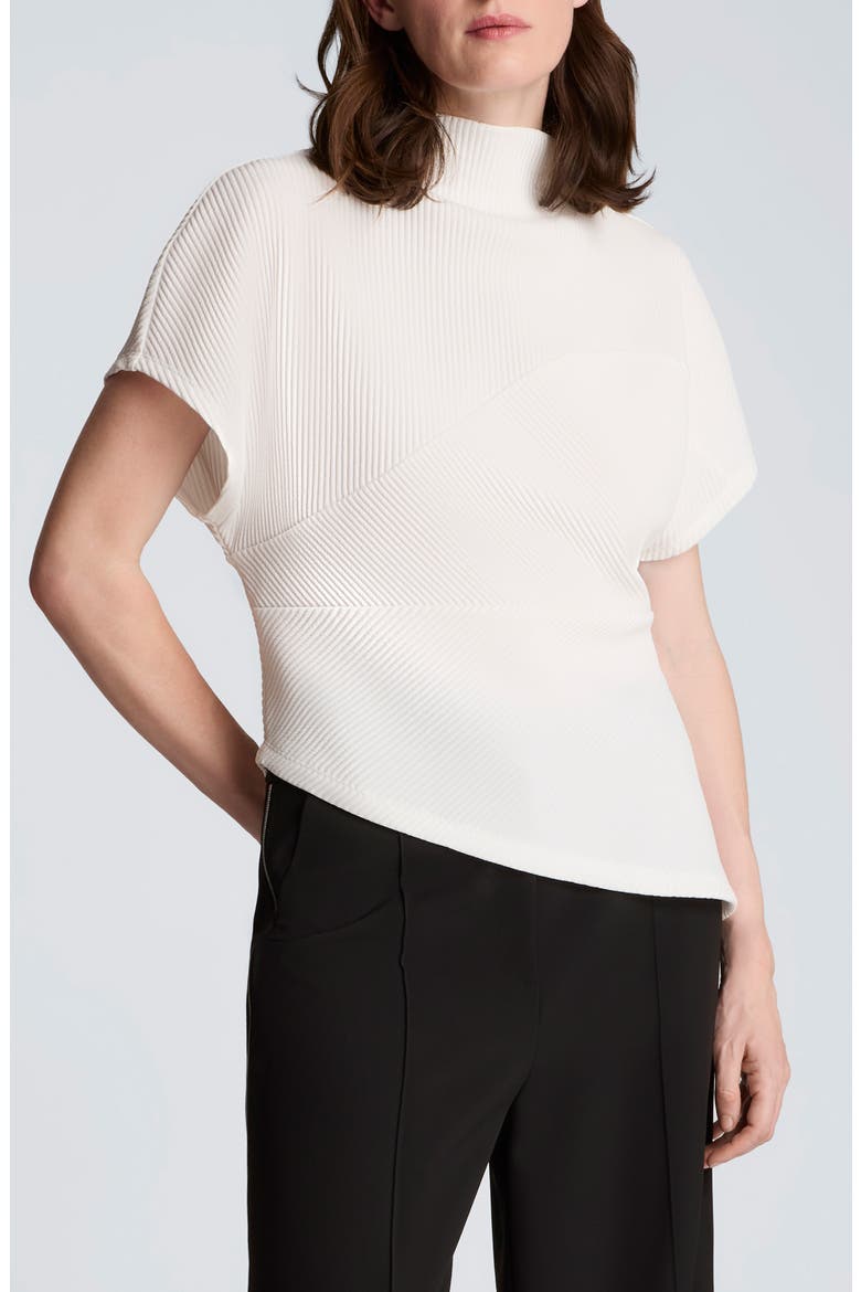 Asymmetric Mock Neck Rib Knit Top, Main, color, FEATHER WHITE