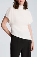 Kenneth Cole Asymmetric Mock Neck Rib Knit Top