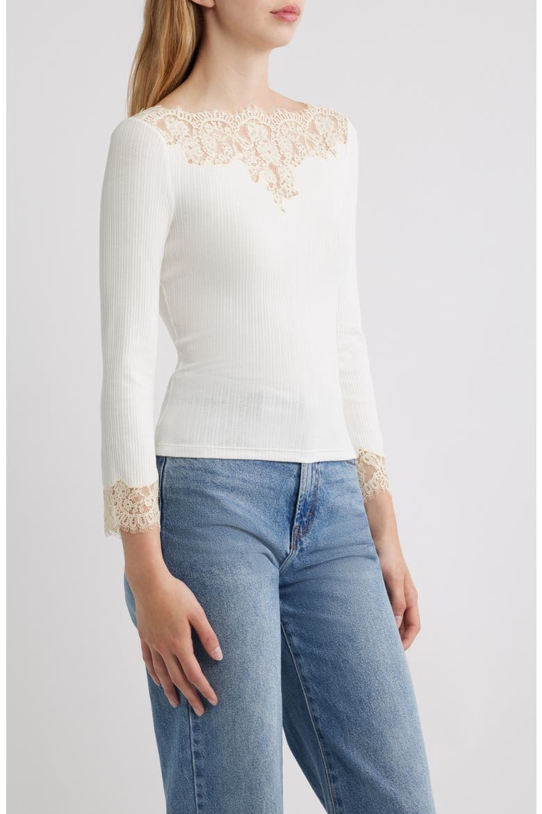 Riana Lace Trim Ribbed T-Shirt, Alternate, color, SALT