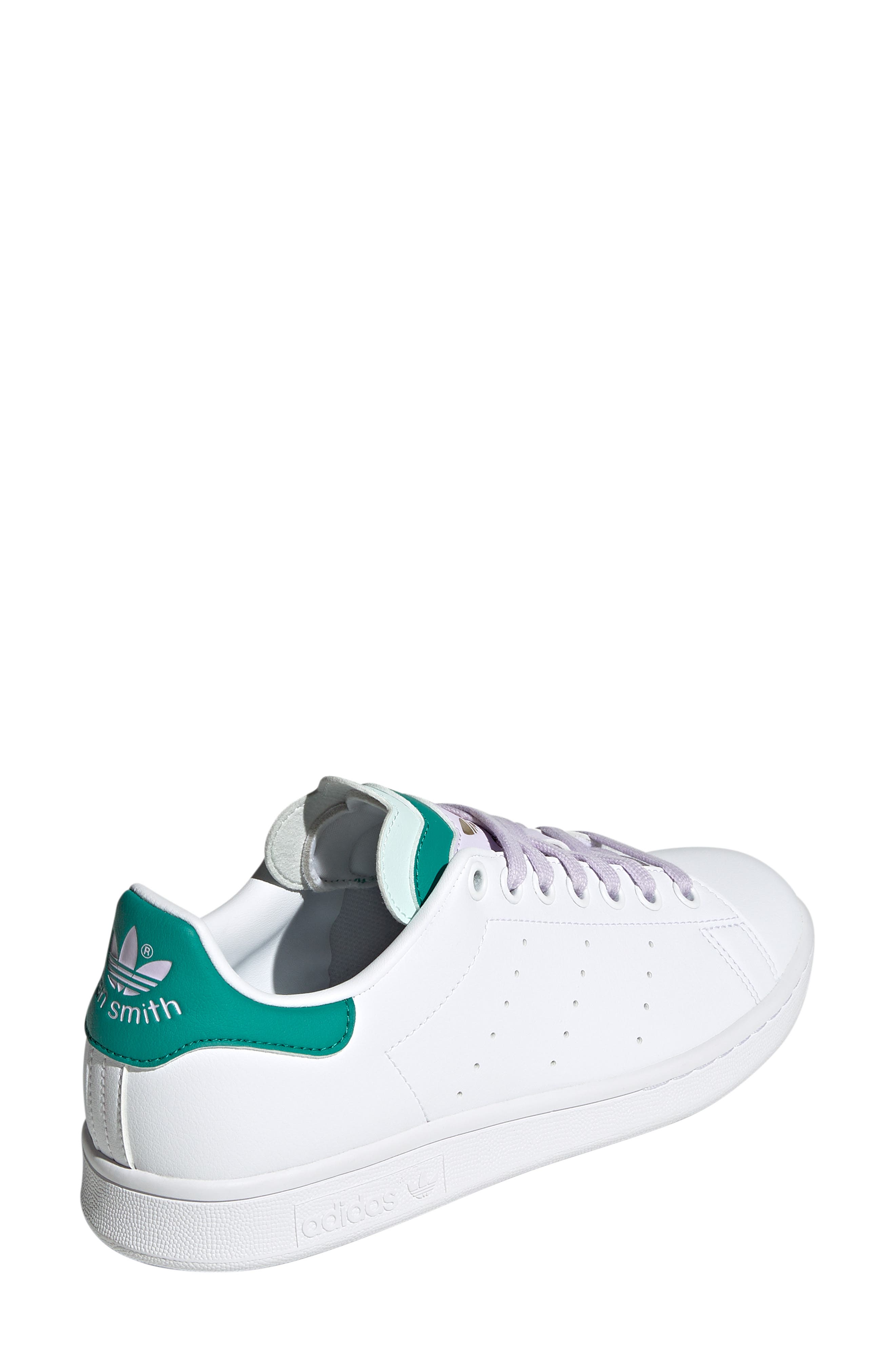 Primegreen Stan Smith Sneaker, Alternate, color, FTWR WHITE/ PURPLE/ MINT