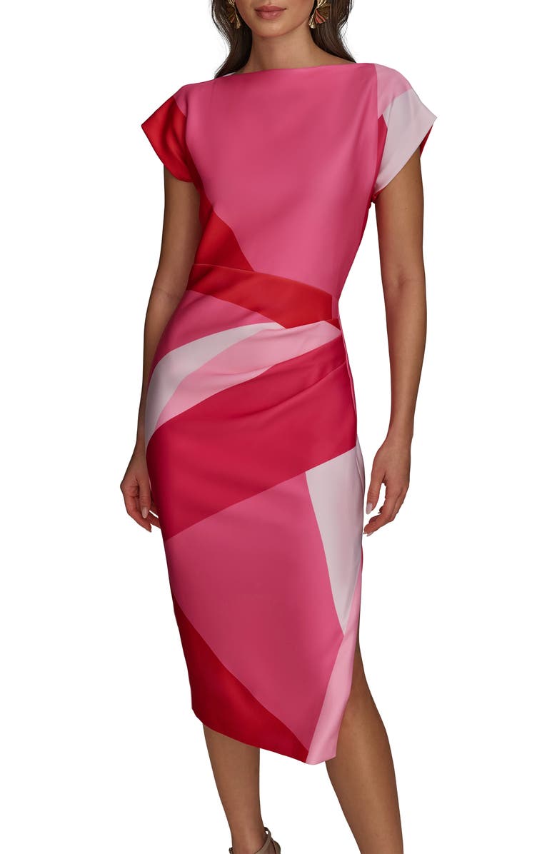 Donna Karan New York Pleated Sheath Dress, Alternate, color, Audacious Multi