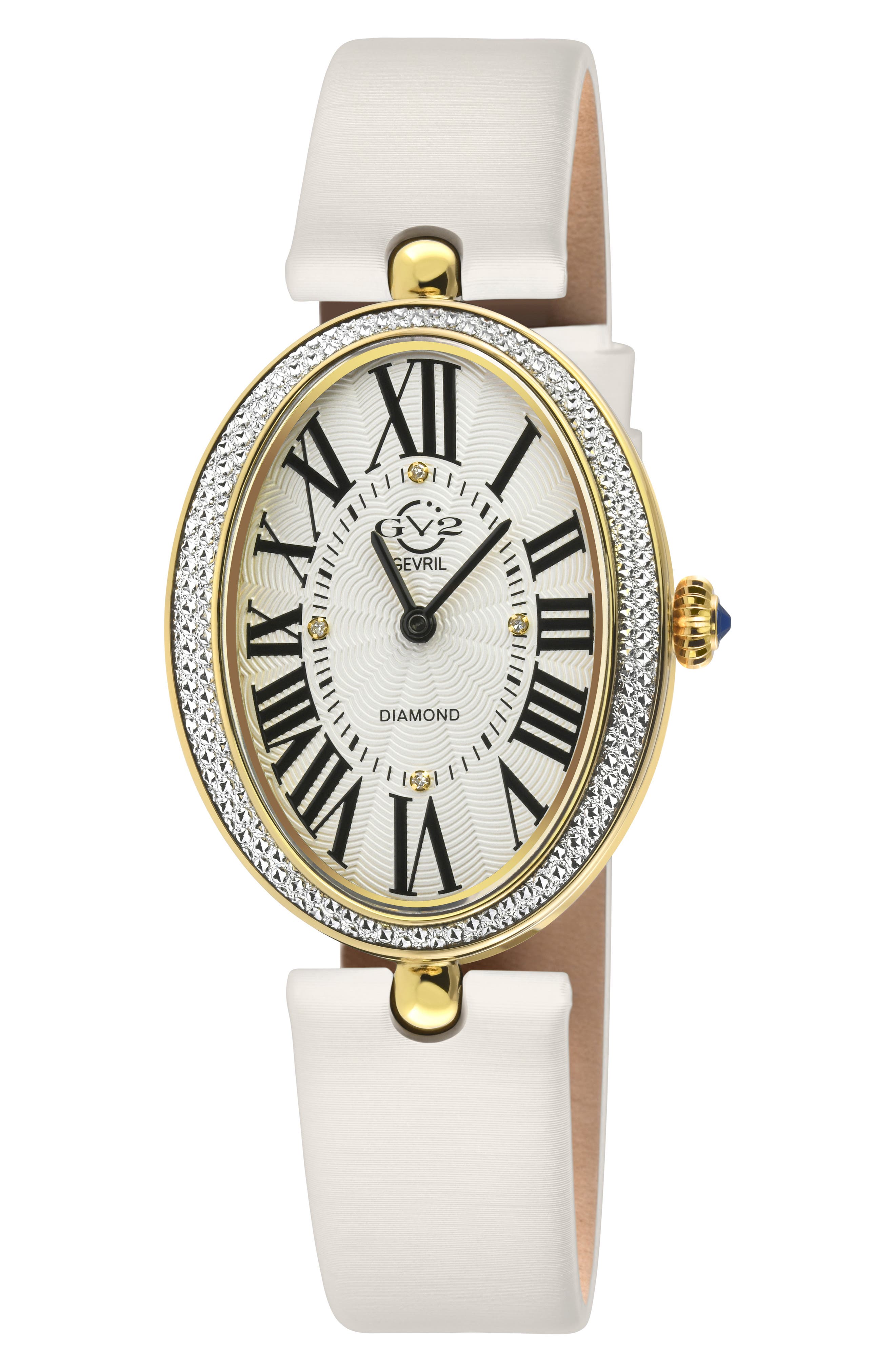 GV2 Piazza Navona Diamond Dial Leather Strap Watch, 29mm x 38mm