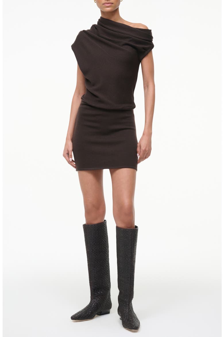 Mabel One-Shoulder Cap Sleeve Merino Wool Sweater Dress, Main, color, EARTH