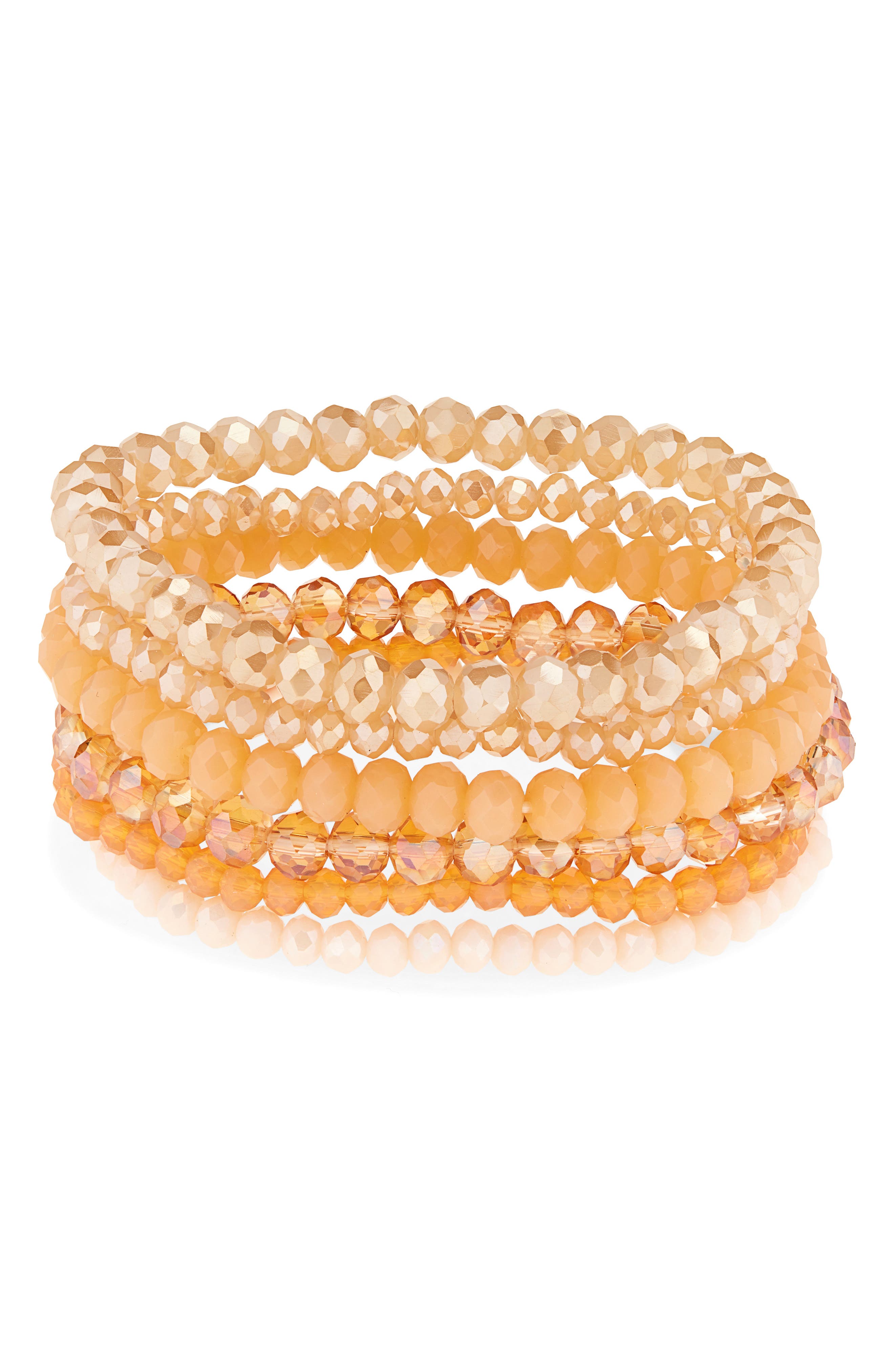 Cara Set of 5 Crystal Beaded Stretch Bracelets (Women) | Nordstromrack