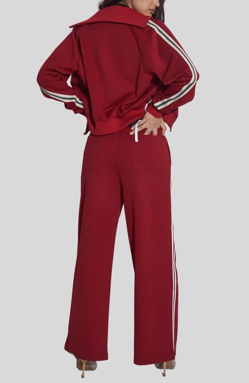 Find Me Now Bow Stripe Ponte Track Pants In Red