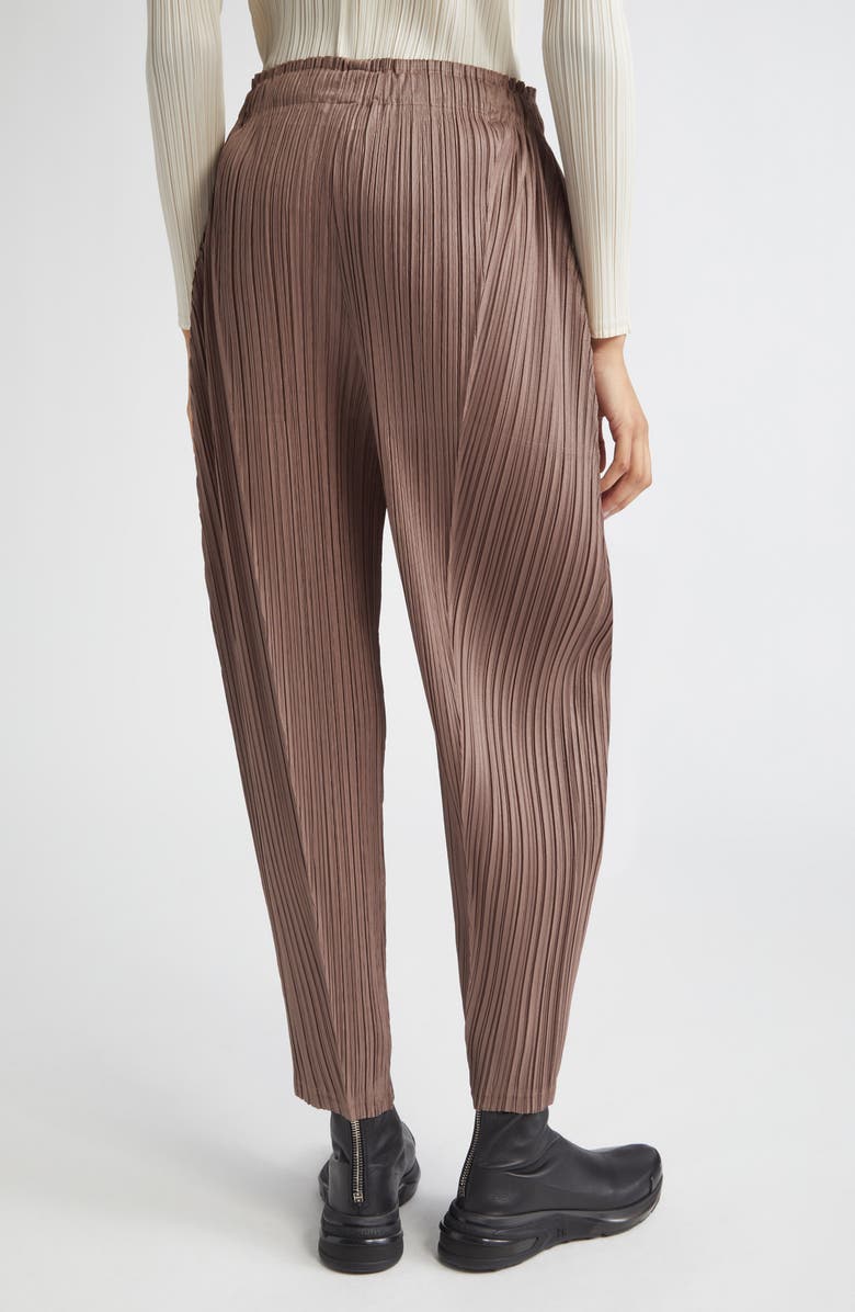 Pleats Please Issey Miyake Thicker Bottoms 2 Pleated Tapered Ankle Pants, Alternate, color, Brown