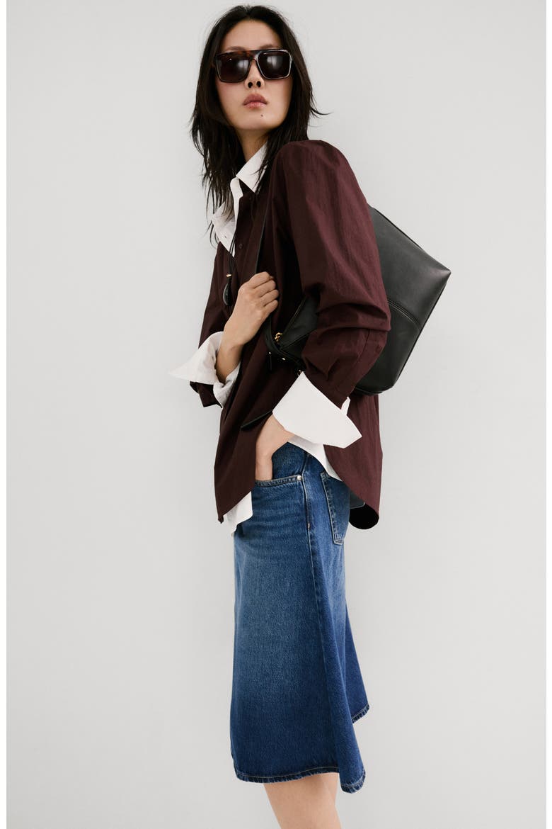 Denim Midi Skirt, Alternate, color, DARK BLUE