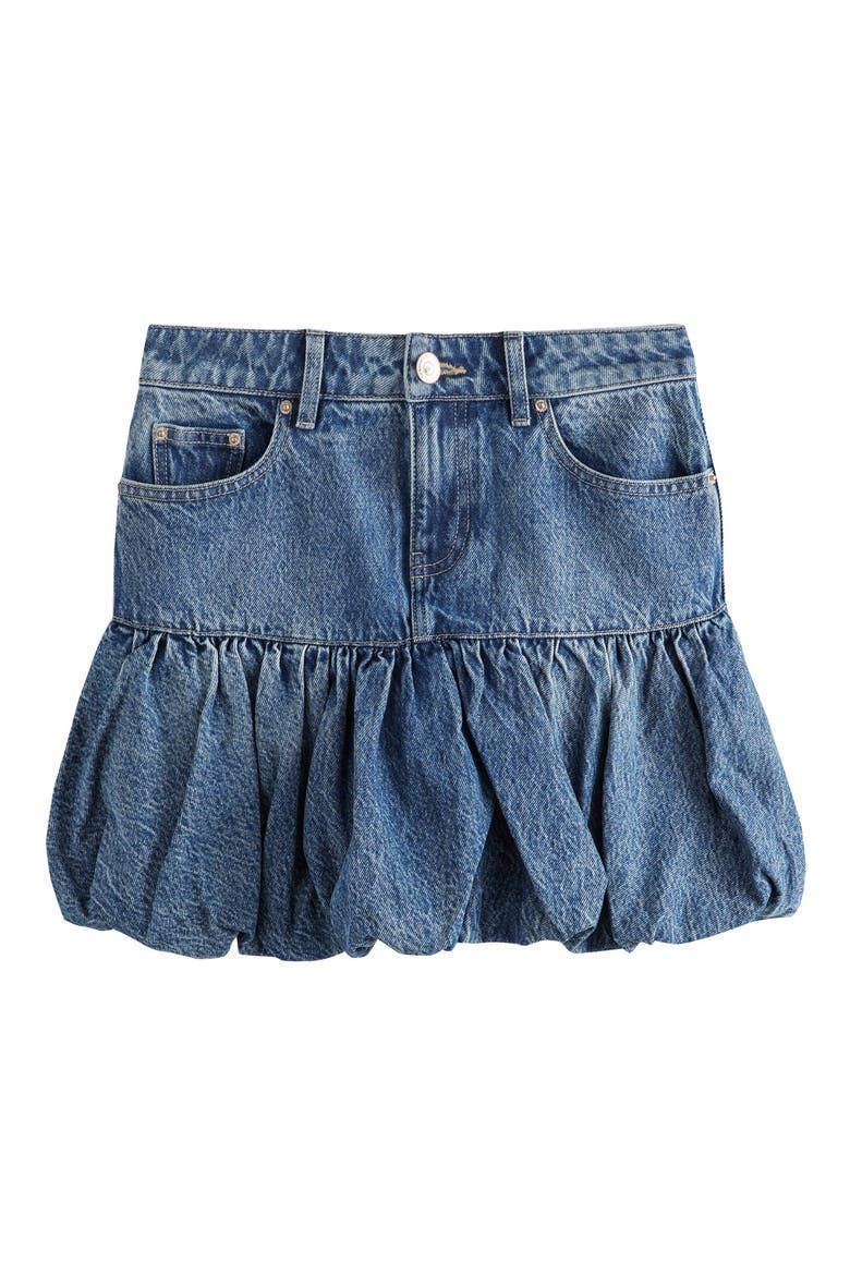 Puffball Denim Miniskirt, Alternate, color, BLUE