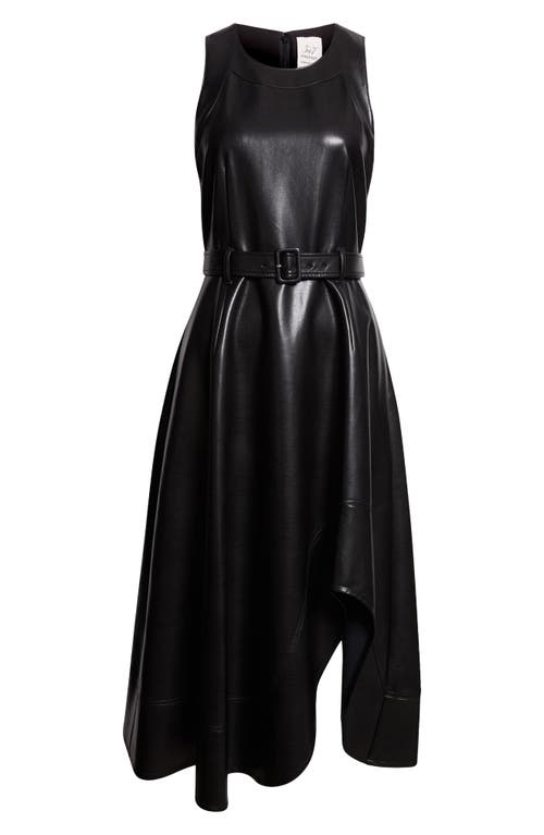 Cinq À Sept Zelda Faux Leather High Low Hem Dress In Black