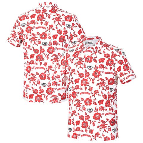 Men's Reyn Spooner  White Wisconsin Badgers Pua Performance Polo