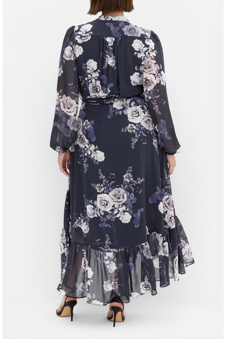 Jane Floral Print Long Sleeve Faux Wrap Maxi Dress, Alternate, color, NAVY ROSEBUD