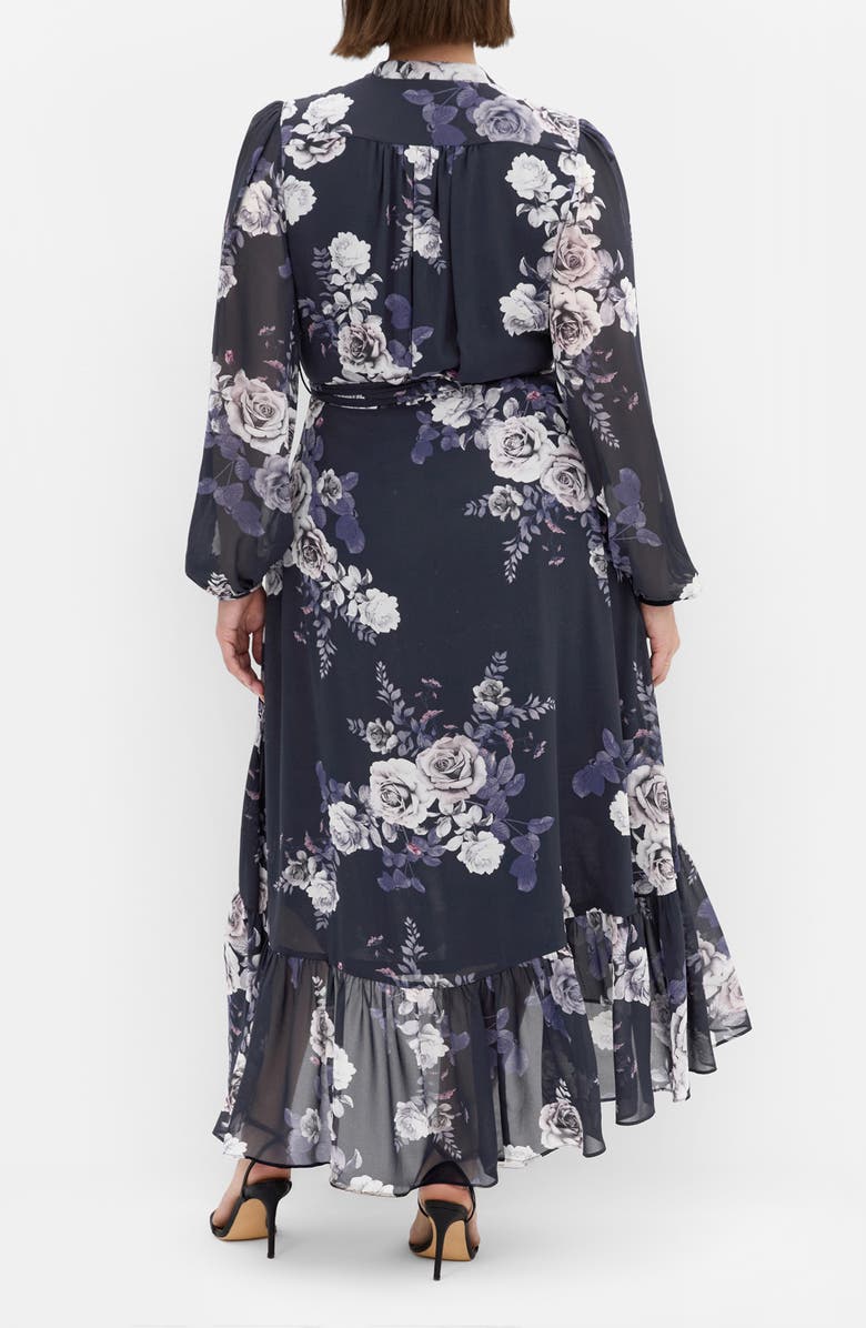 City Chic Jane Floral Print Long Sleeve Faux Wrap Maxi Dress, Alternate, color,