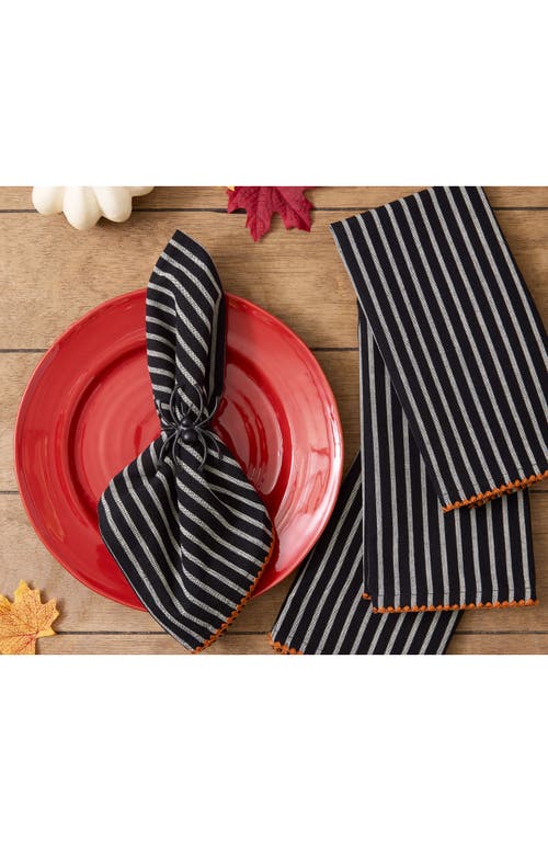 Design Imports Spider Silk Stripe Set Of 4 Napkins In Black