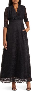 Kiyonna Maria Lace A-Line Evening Gown with Pockets