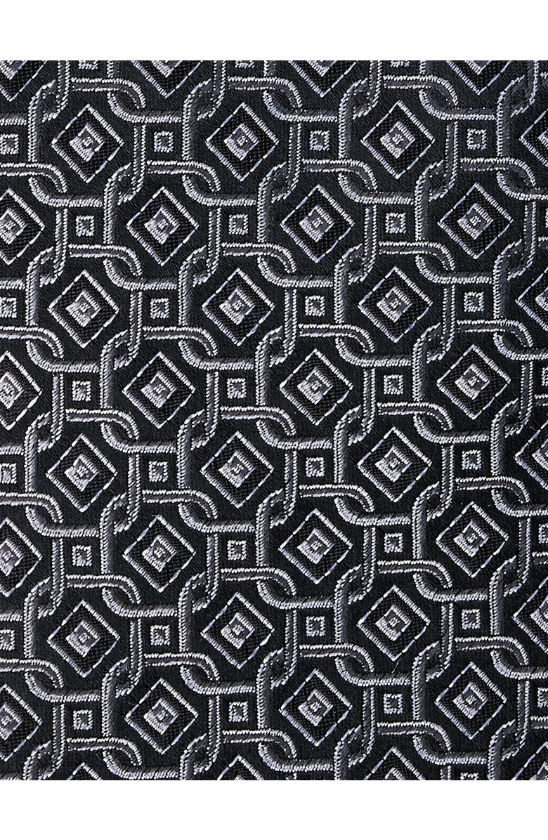 Oak Hill Premium by DXL Big & Tall Tonal Geometric Link Silk Tie, Alternate, color, Black