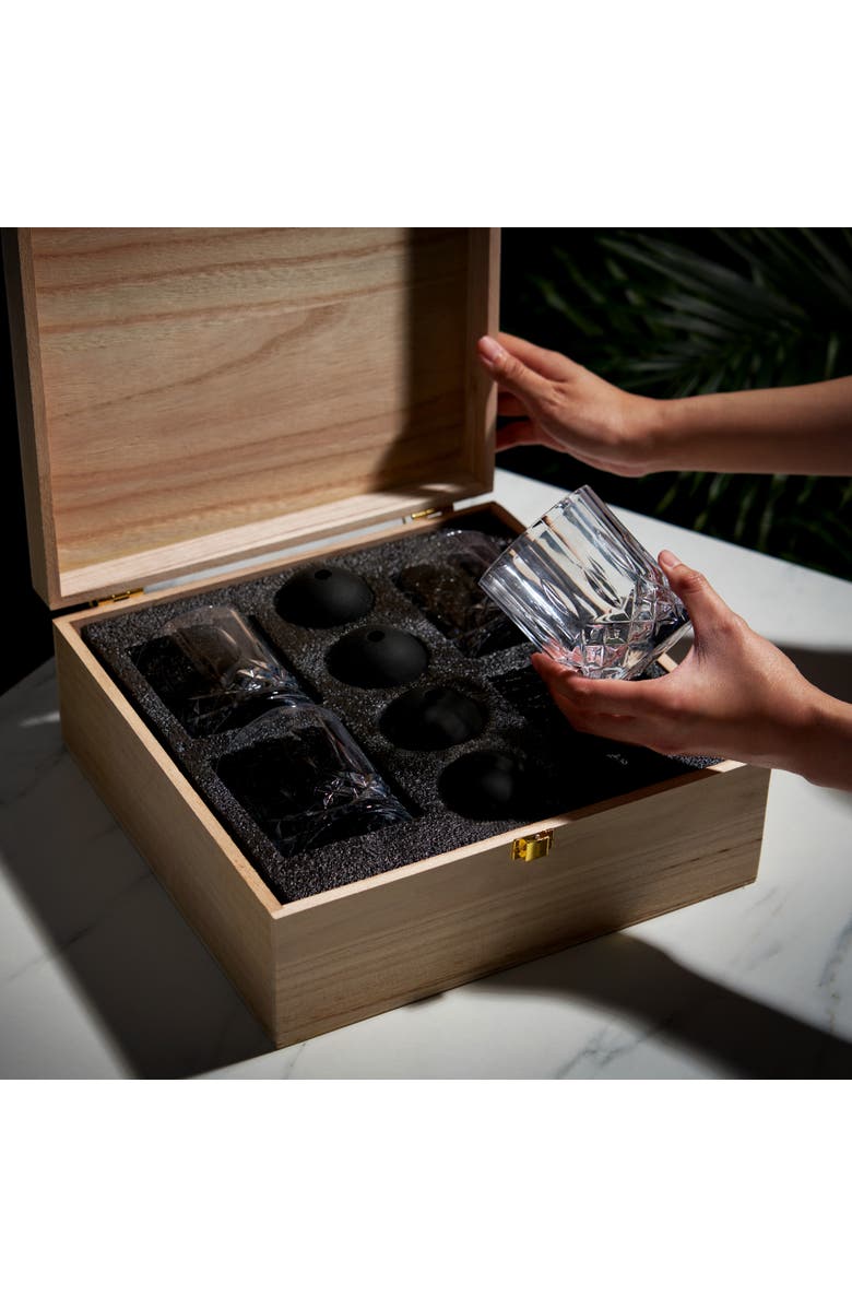 Viski Admiral 8-Piece Crystal Tumbler & Ice Sphere Box Set, Alternate, color, 