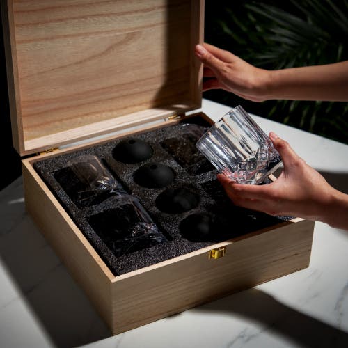 Viski Admiral 8-piece Crystal Tumbler & Ice Sphere Box Set In Clear