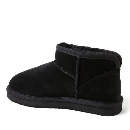 Dearfoams Fireside Riverland Genuine Shearling Micro Bootie In Black