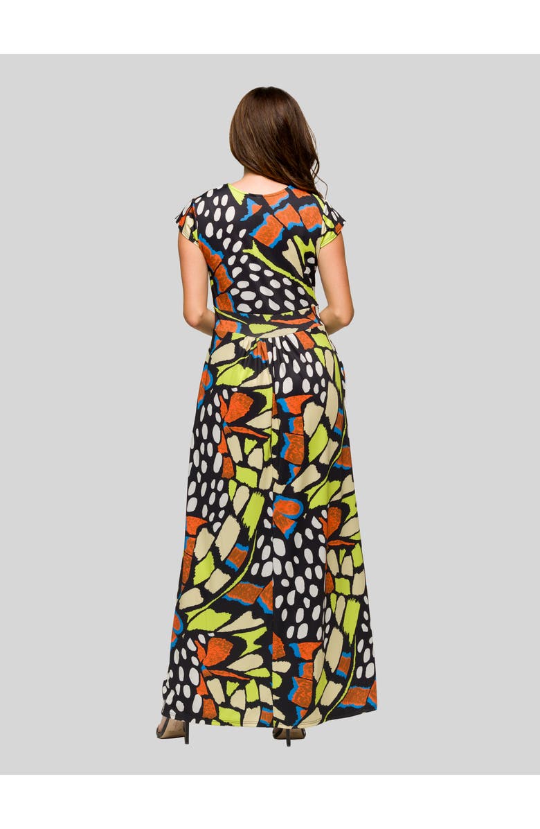 24seven Comfort Apparel Cap Sleeve Black and White V-Neck Knee Length Pocket Dress, Alternate, color,