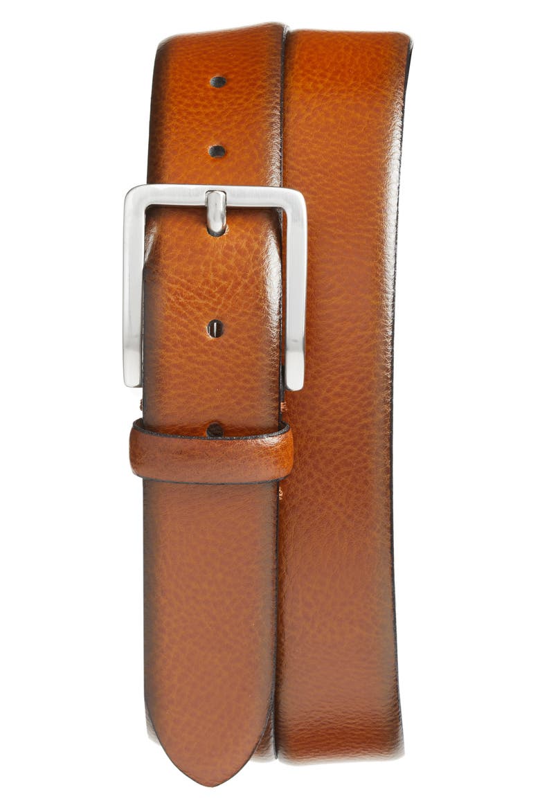 Leather Belt, Main, color, TAN ITALIAN GRAIN LEATHER