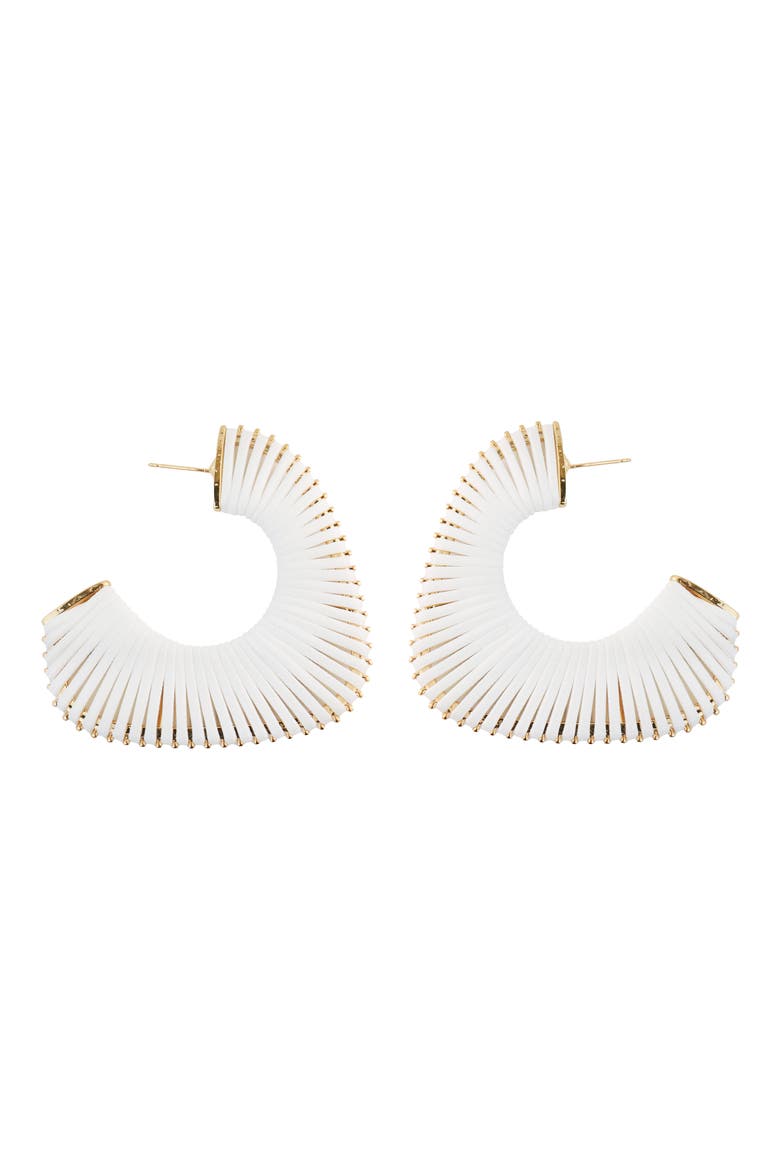 Leather Cord Wrapped Hoop Earrings, Main, color, WHITE