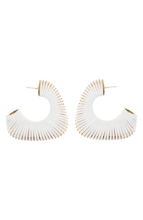 Leather Cord Wrapped Hoop Earrings