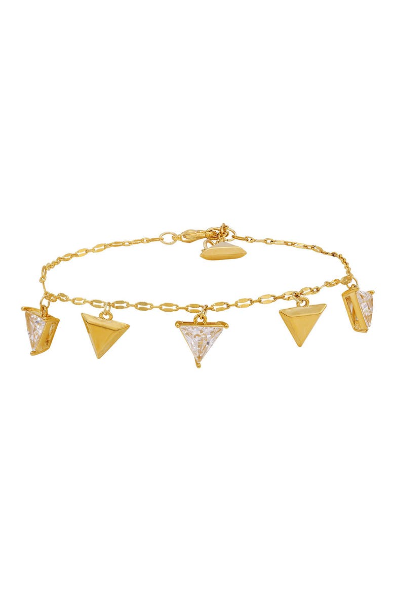 Cubic Zirconia Triangle Charm Line Bracelet, Alternate, color, GOLDTONE