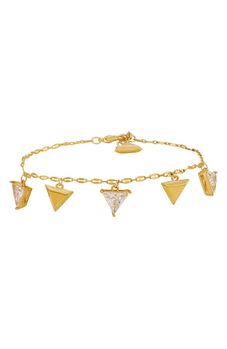 GUESS Cubic Zirconia Triangle Charm Line Bracelet, Main, color, Goldtone