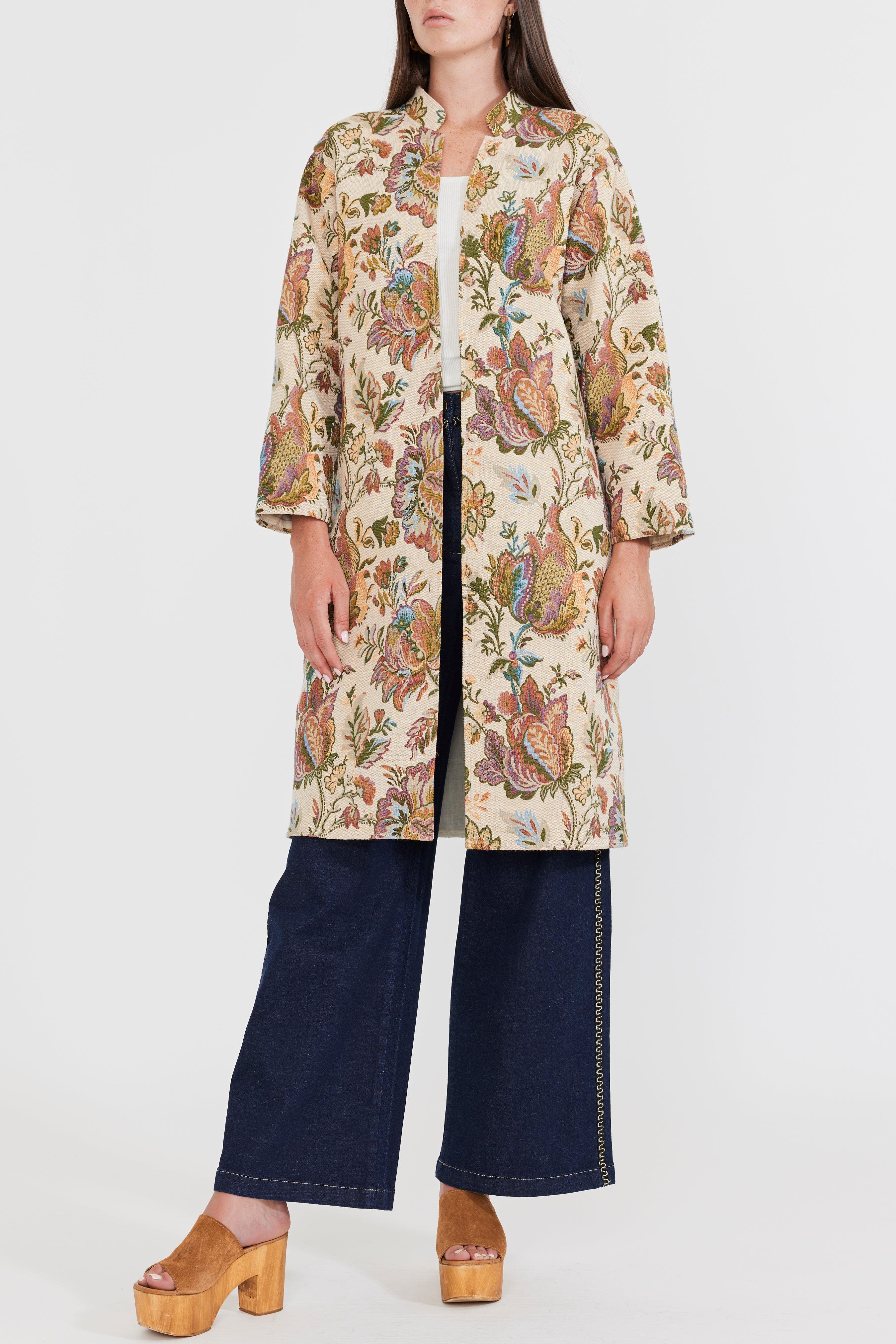 Eddy Janean Midi Jacket in Rainbow Floral Jacquard 