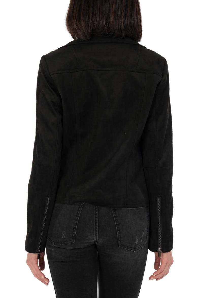 Quinn Faux Suede Moto Jacket, Alternate, color, BLACK