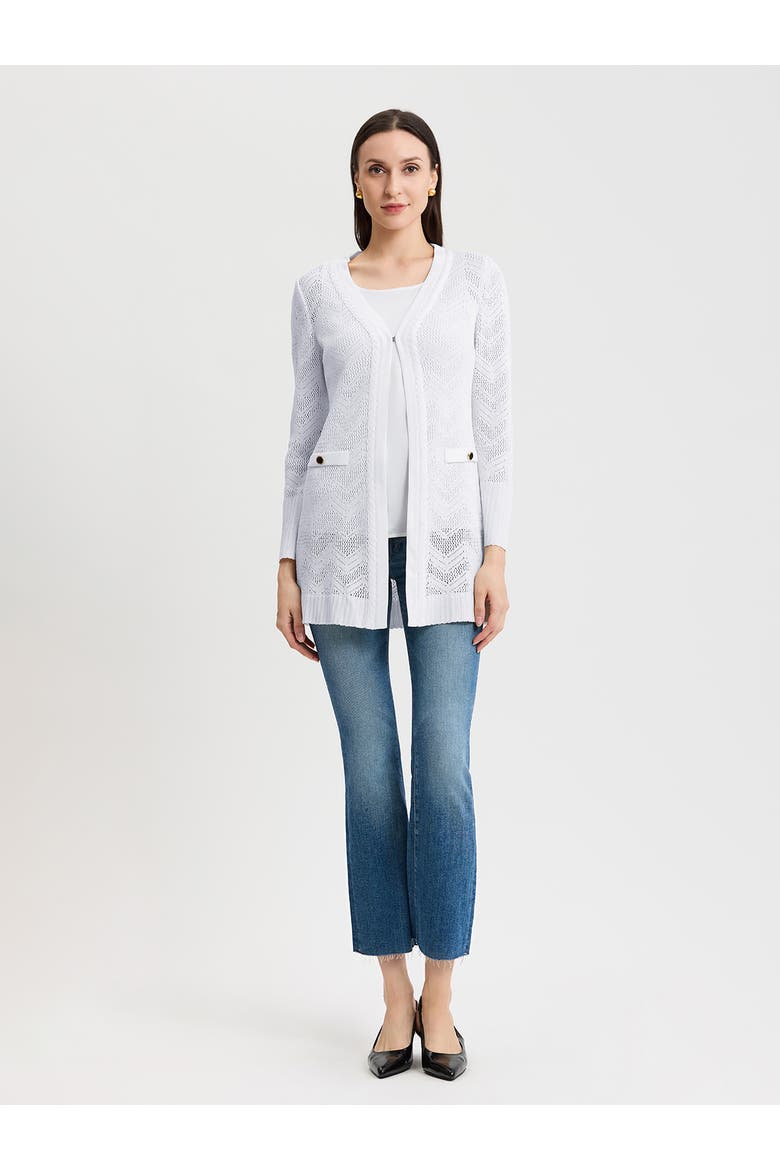 Heritage Pointelle Braided Trim Knit Cardigan, Main, color, New Ivory