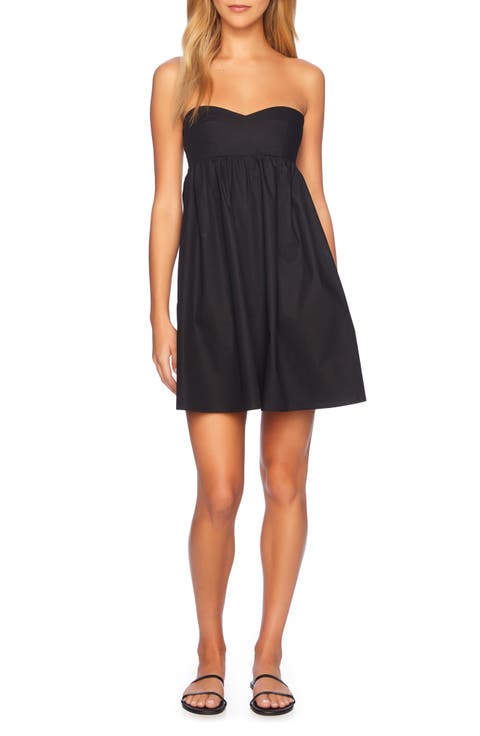Strapless Cotton Poplin Babydoll Minidress