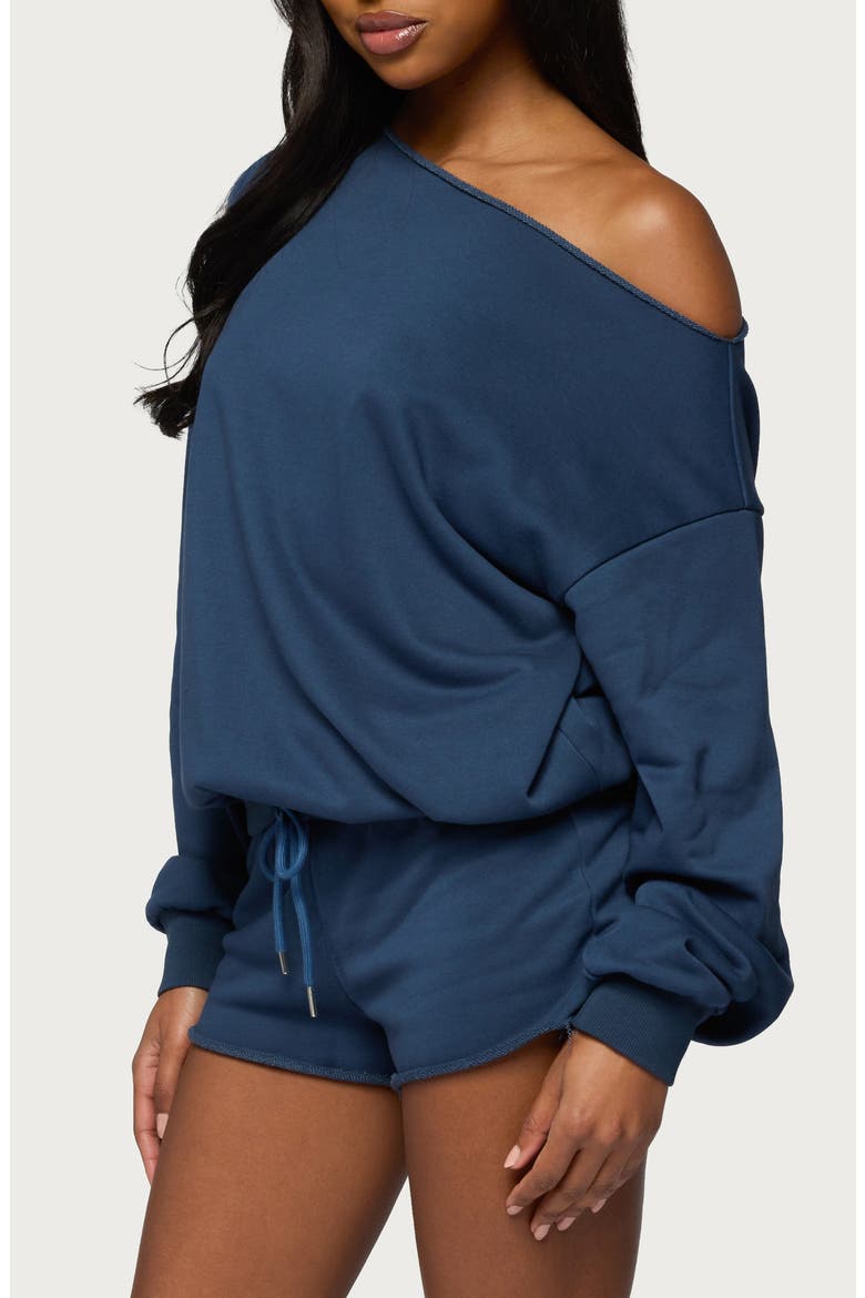 Juana One-Shoulder Sweatshirt, Alternate, color, NAVY