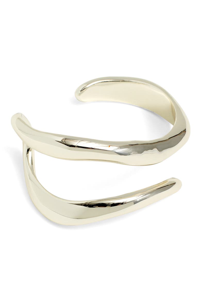 Sculptural Illusion Cuff Bracelet, Main, color, WARM SILVER