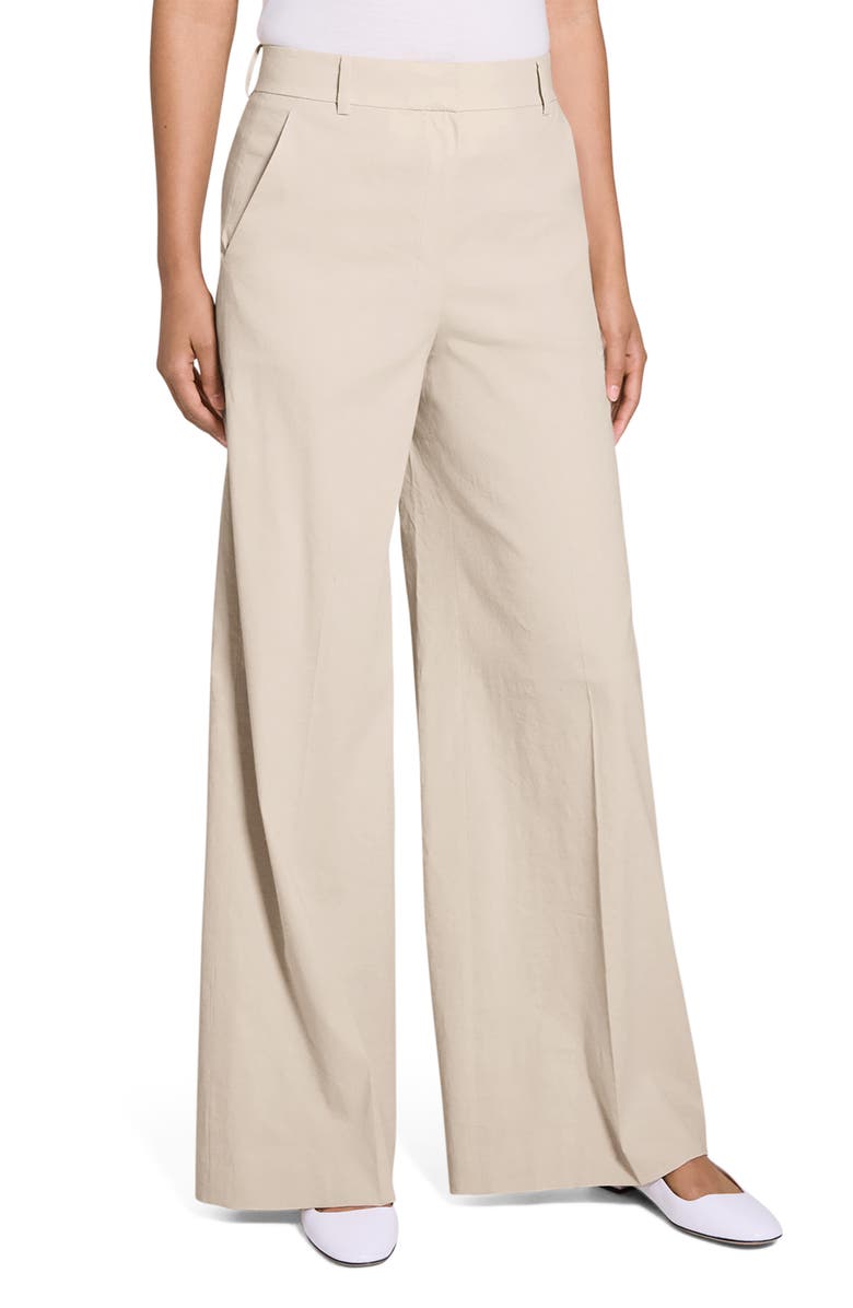 Theory Linen Blend Wide Leg Pants, Alternate, color, Straw