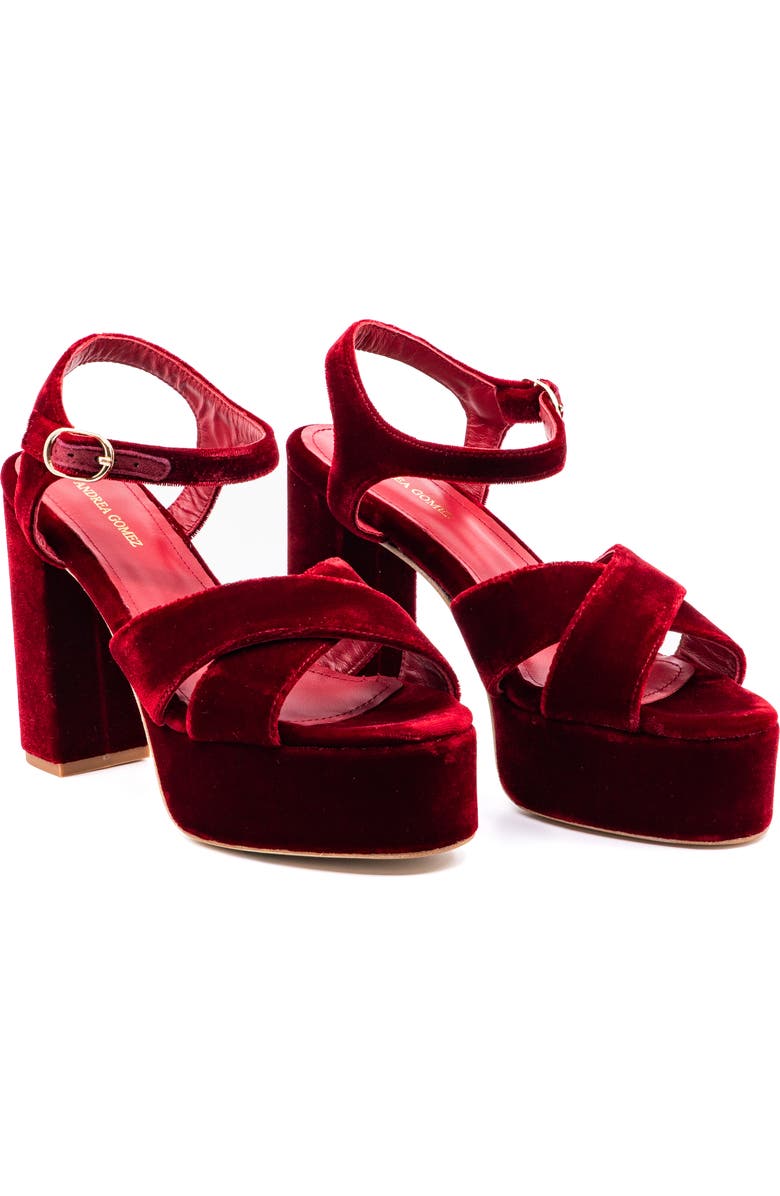 Andrea Gomez Bella Velvet Platform, Alternate, color, Red