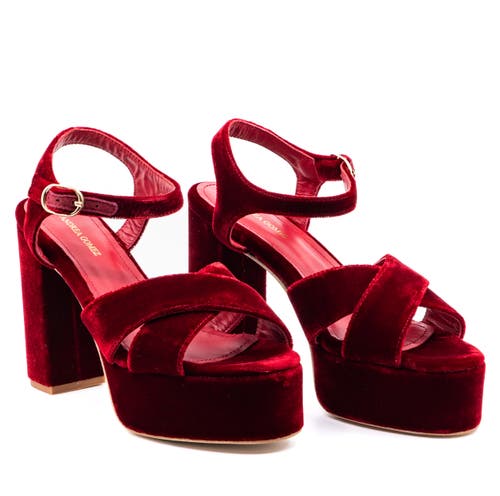 Andrea Gomez Bella Velvet Platfom Sandals In Multi