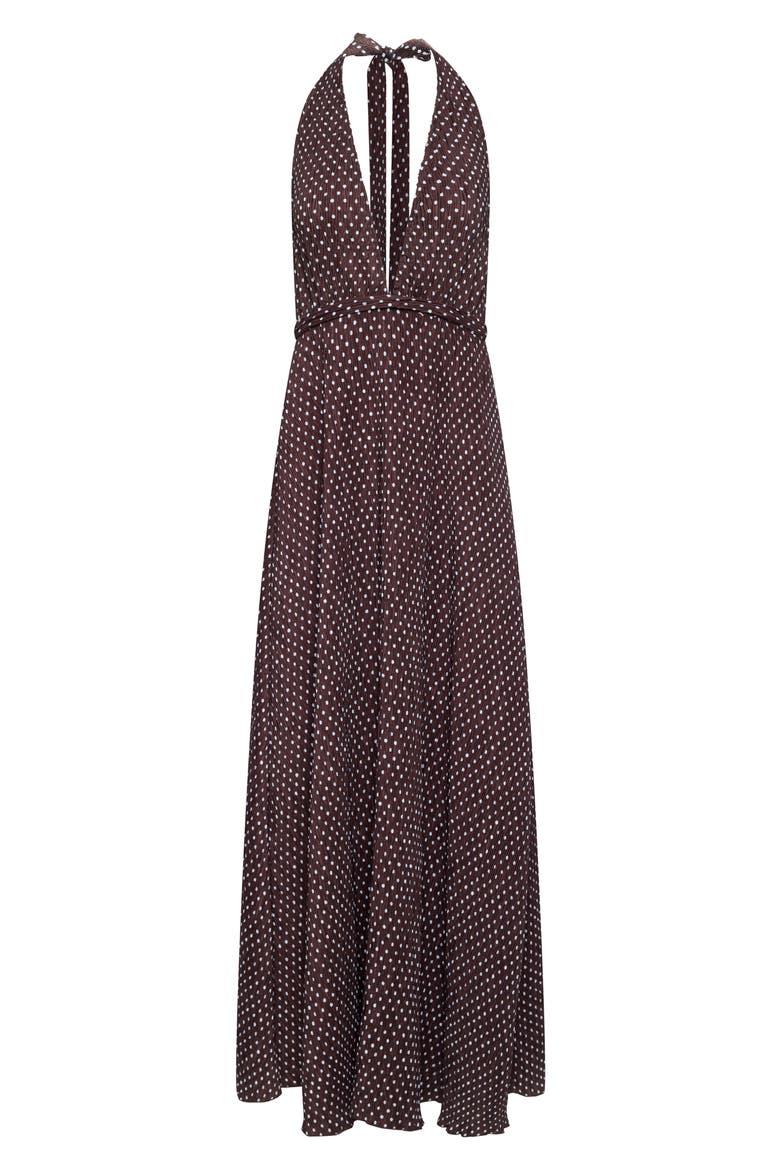 District Maxi Halter Dress, Alternate, color, CHOCOLATE BLUE POLKA